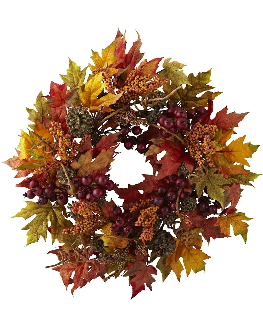 24in Maple & Berry Wreath - Multicolor