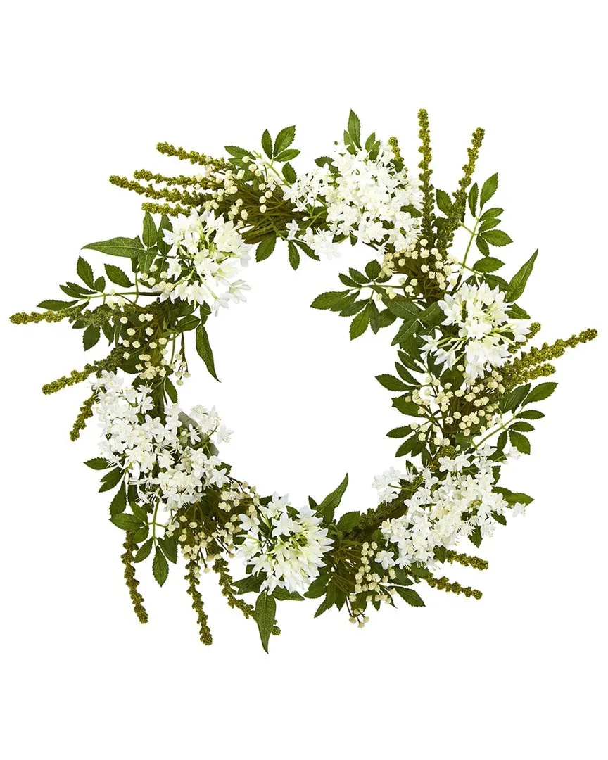24in Mixed Floral Artificial Wreath - White