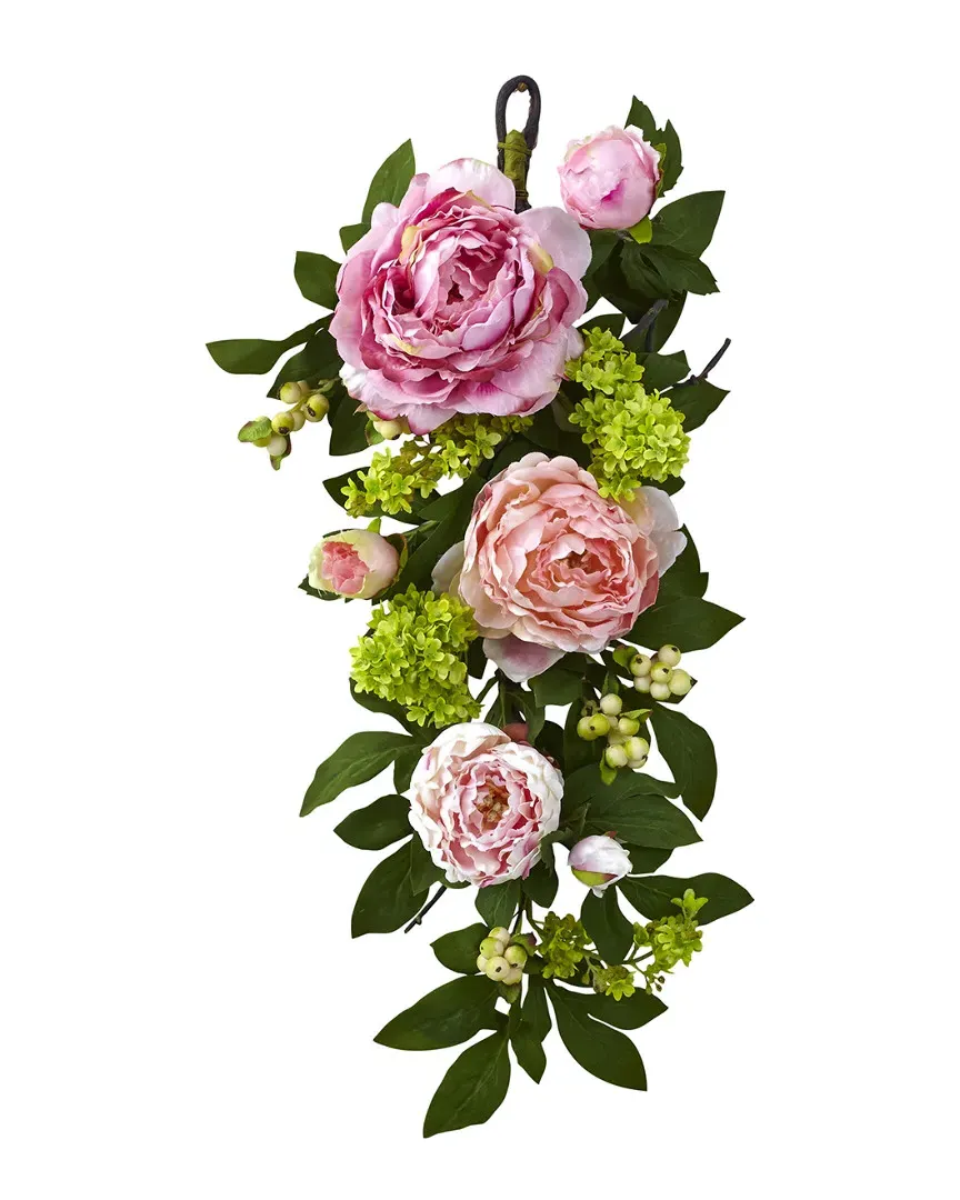 24in Mixed Peony & Hydrangea Teardrop - Pink image
