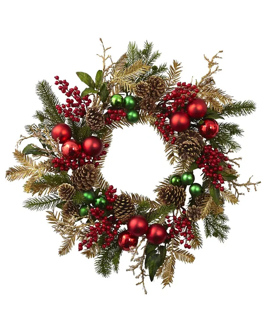 24in Ornament Pine & Pinecone Wreath