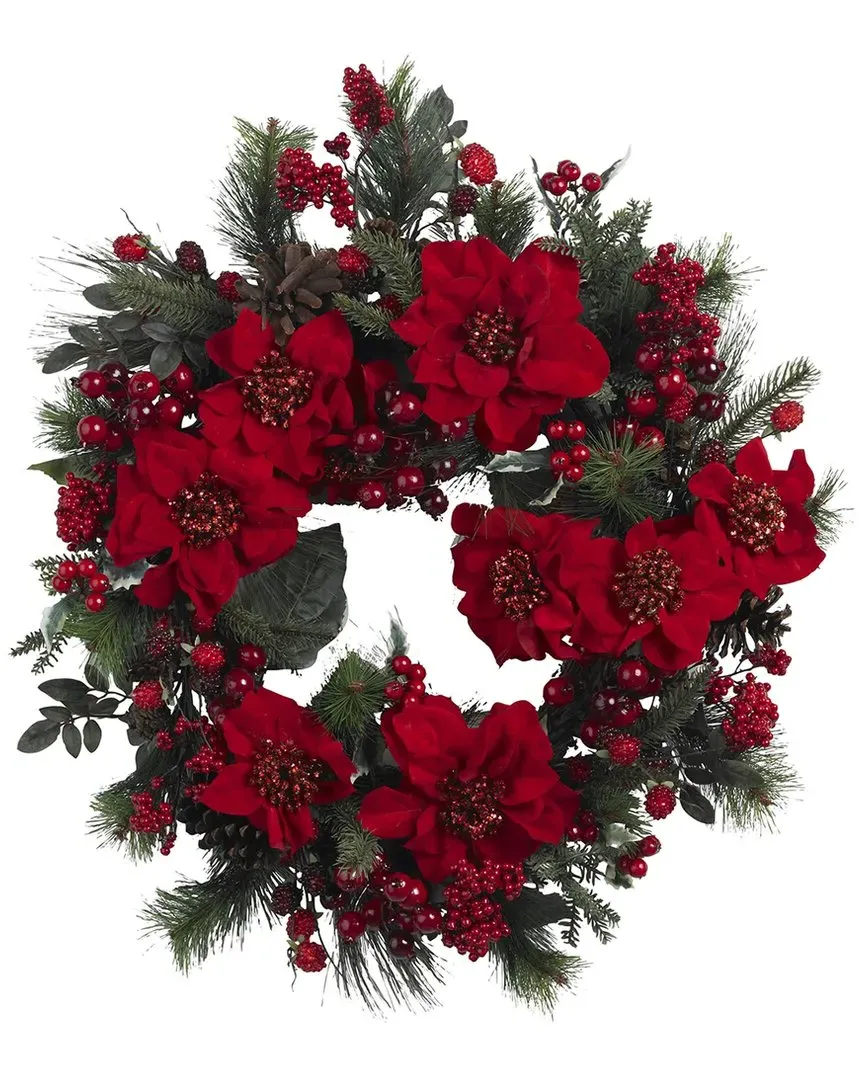 24in Poinsettia Wreath - Red