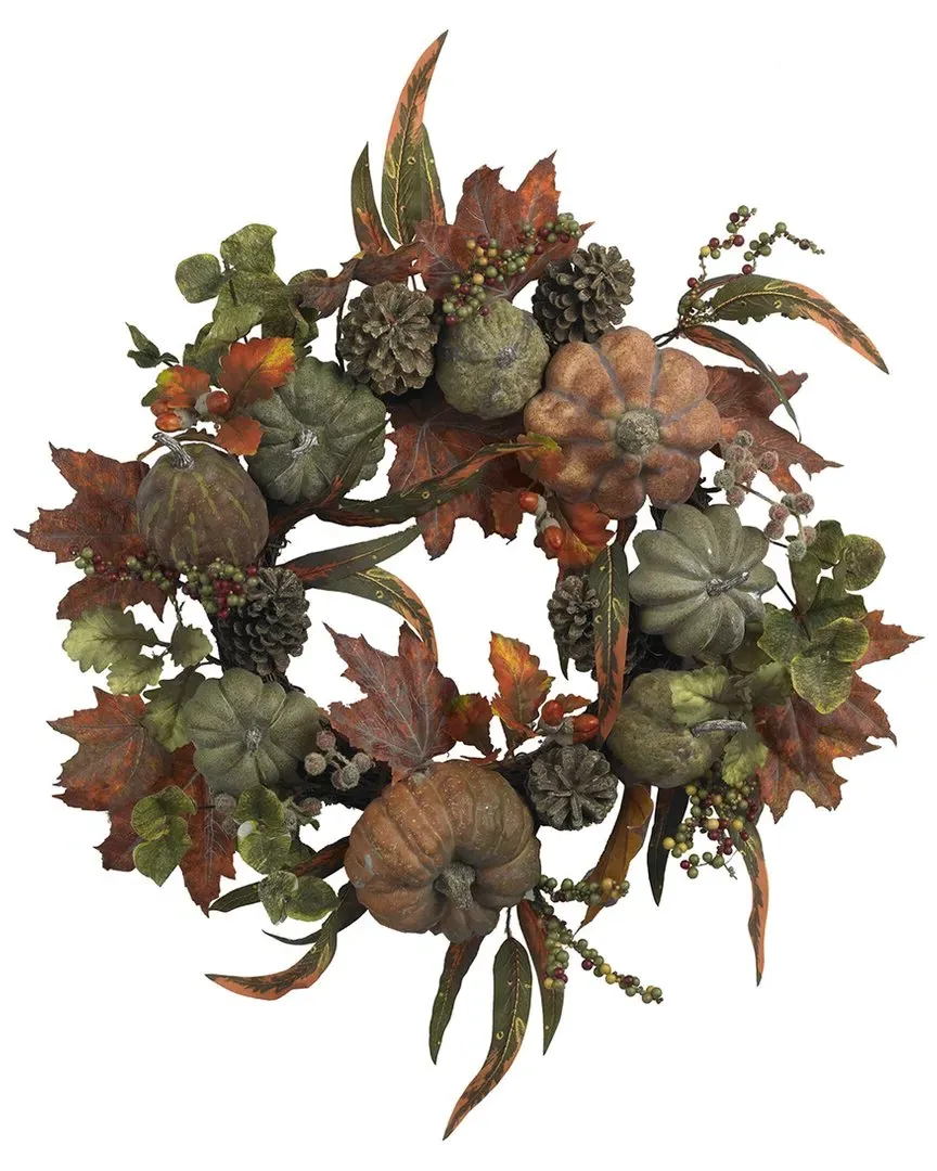 24in Pumpkin Gourd Wreath - Green