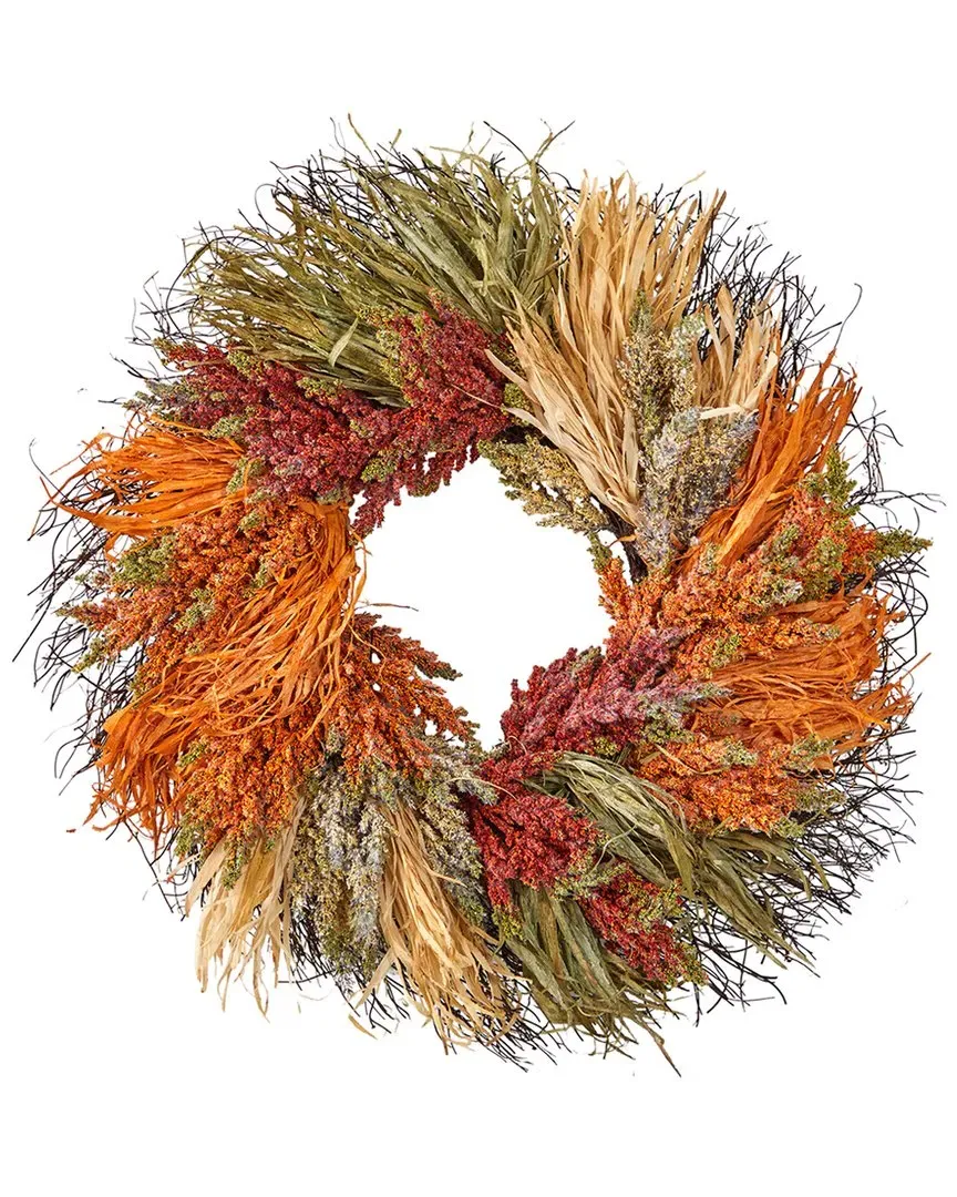 26In Fall Sorghum Harvest Artificial Wreath - Orange image
