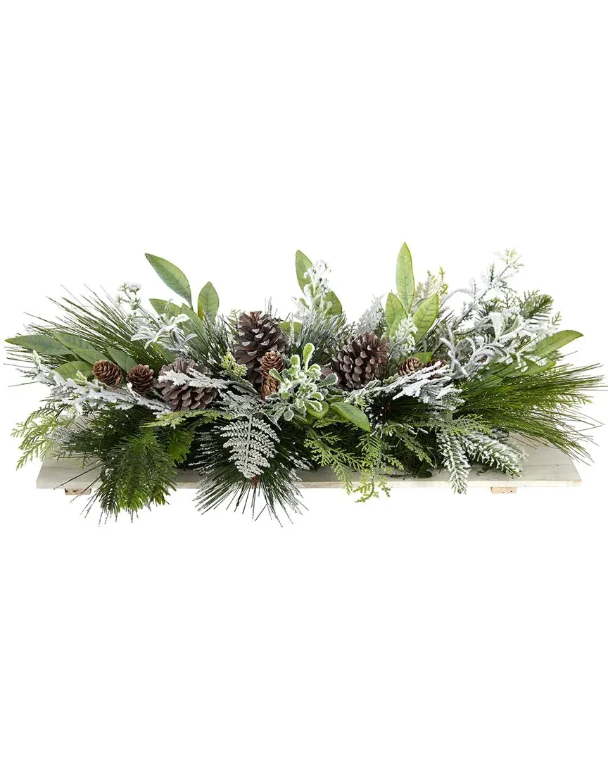 26in Holiday Flocked Cutting Arrangement - Green image
