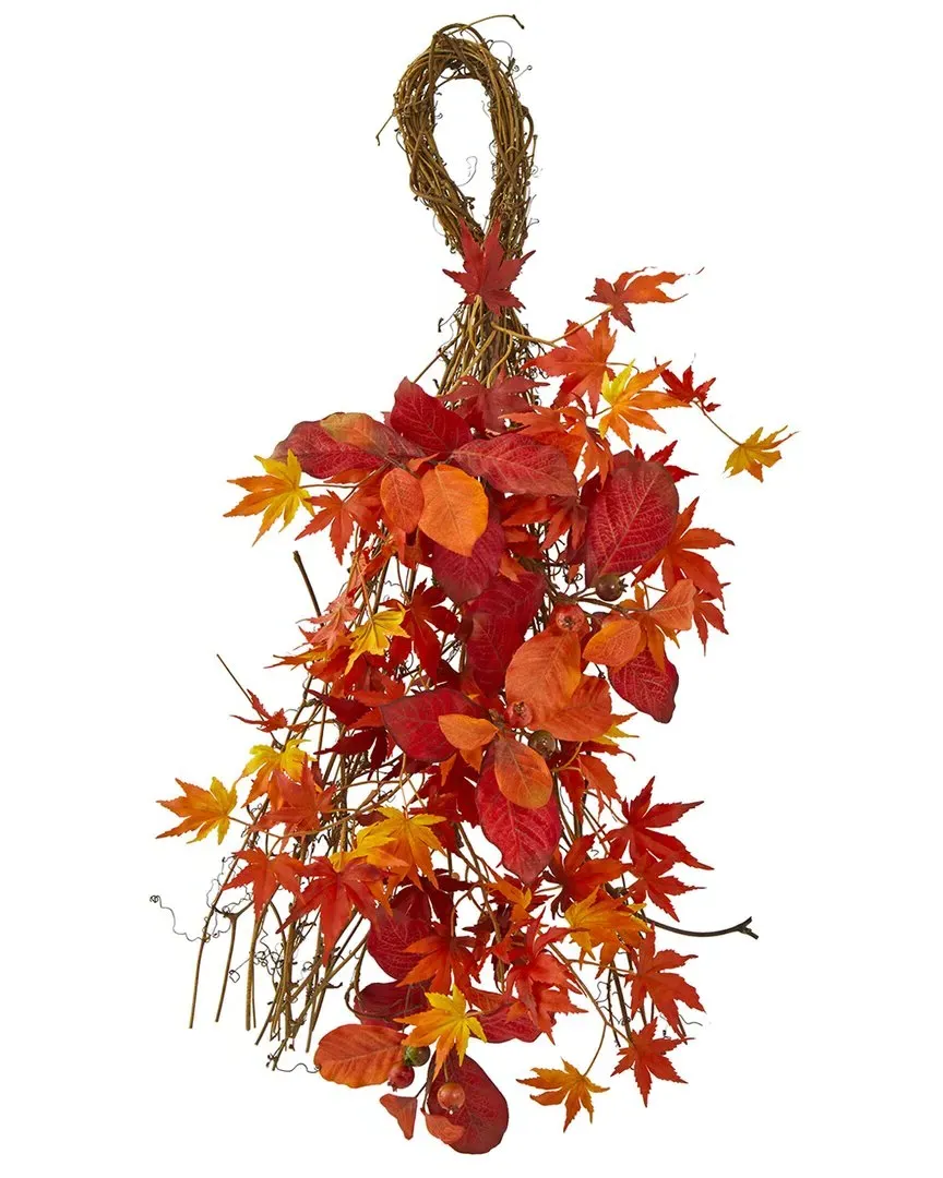 26in Mixed Japanese Maple Artificial Teardrop with Berries - Red