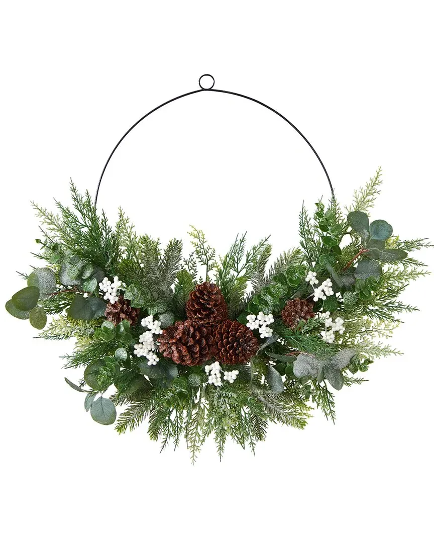 28in Christmas Pine Eucalyptus Berries Artificial Wreath - Green image