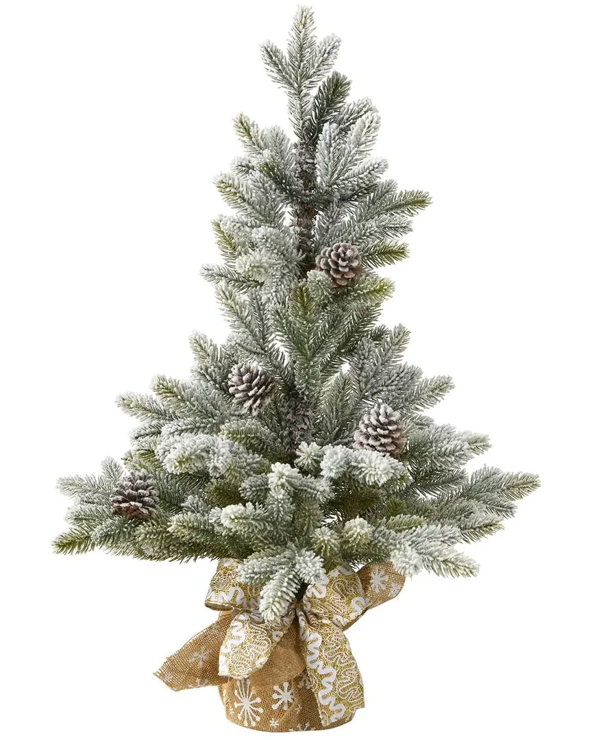28in Flocked Artificial Christmas Tree - Green image