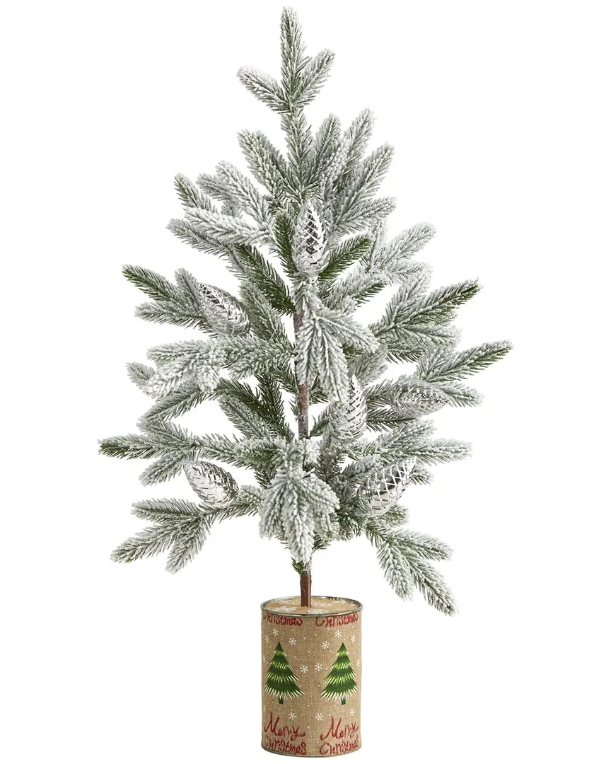 28in Flocked Christmas Artificial Tree - Green image