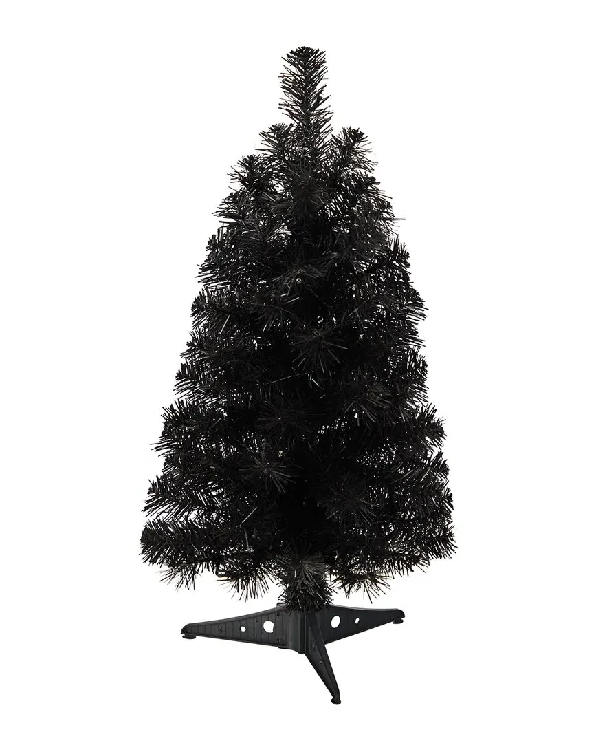 2ft Artificial Christmas Tree with LED Lights - Black