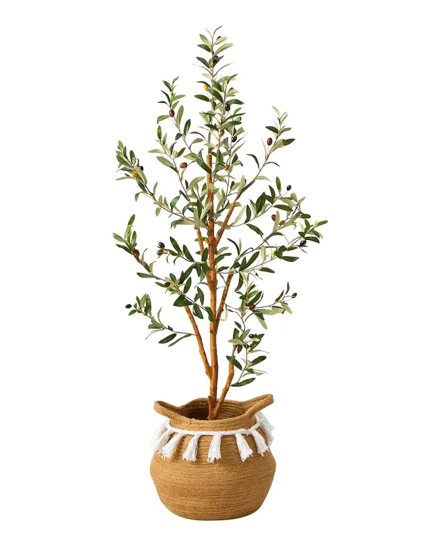 3.5ft Artificial Olive Tree with Basket - Green image