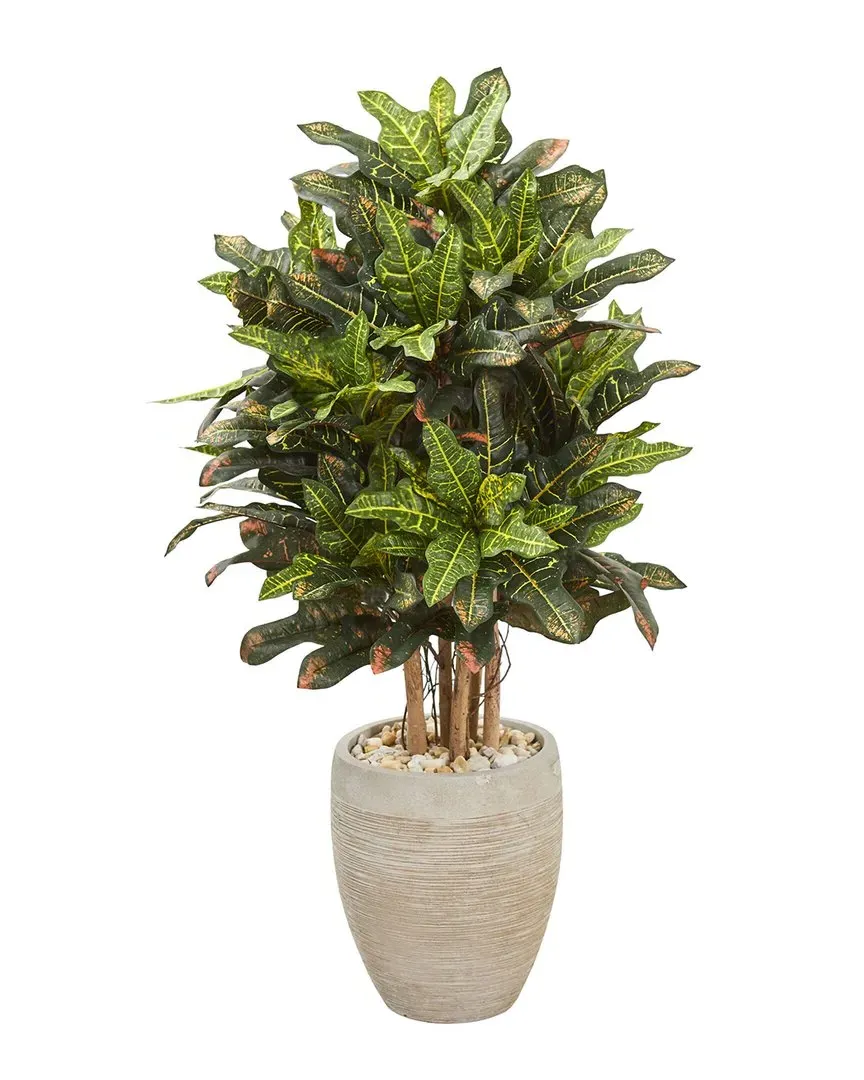 3.5ft Croton Artificial Plant in Planter - Green