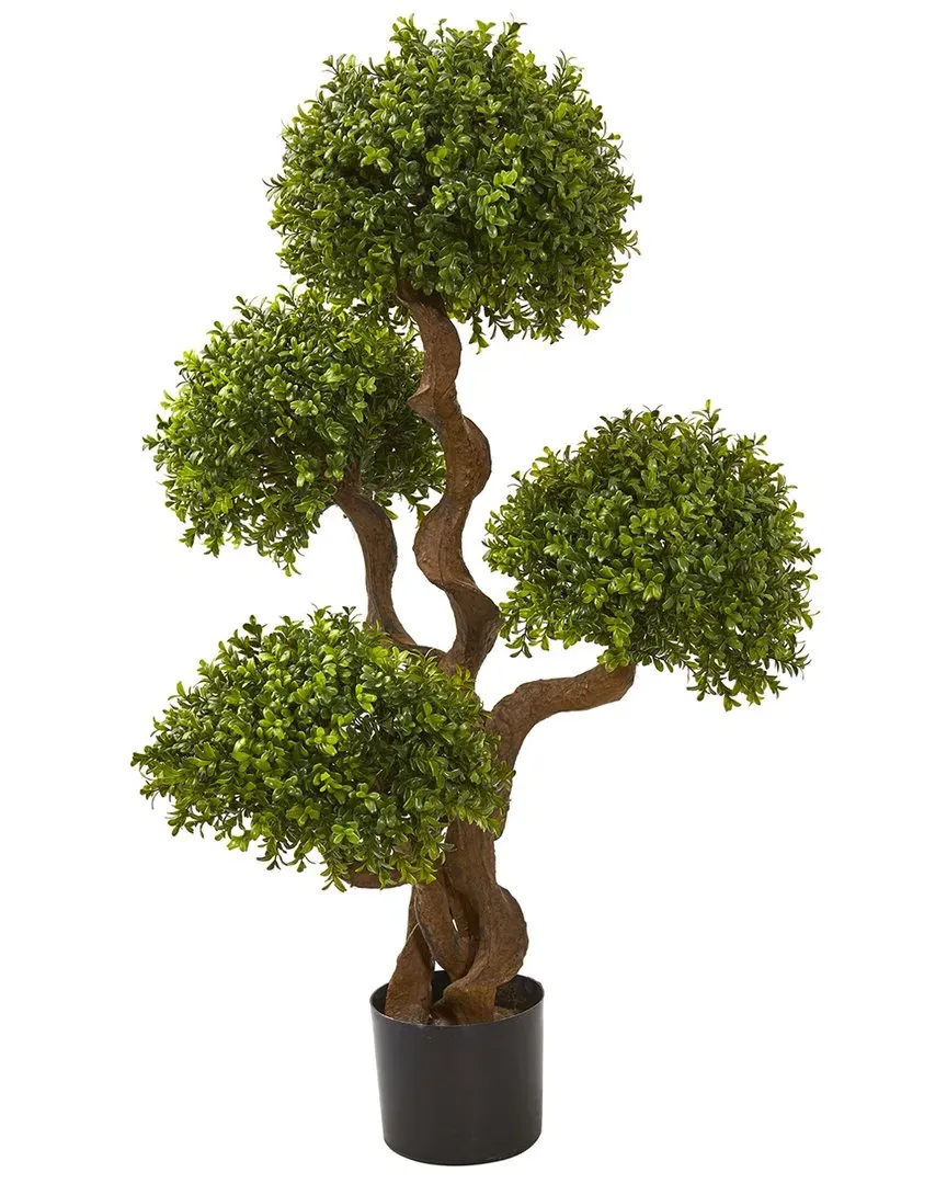 3.5ft Four Ball Boxwood Artificial Topiary Tree - Green image