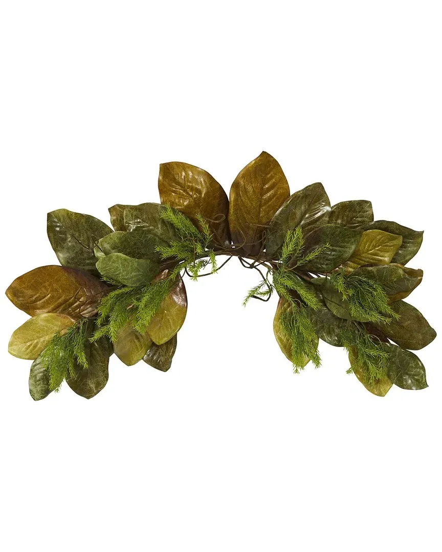 35in Fall Magnolia Leaf Artificial Swag - Green image