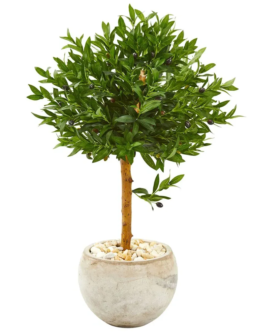 38in Olive Topiary Artificial Tree with Bowl Planter