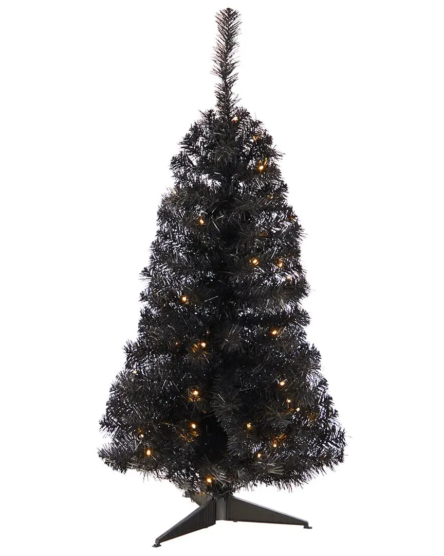 3ft Artificial Christmas Tree with LED Lights - Black image