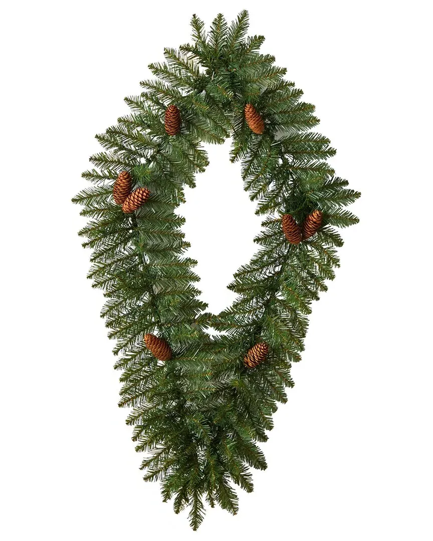 3ft Diamond Christmas Wreath with LED Lights - Green image