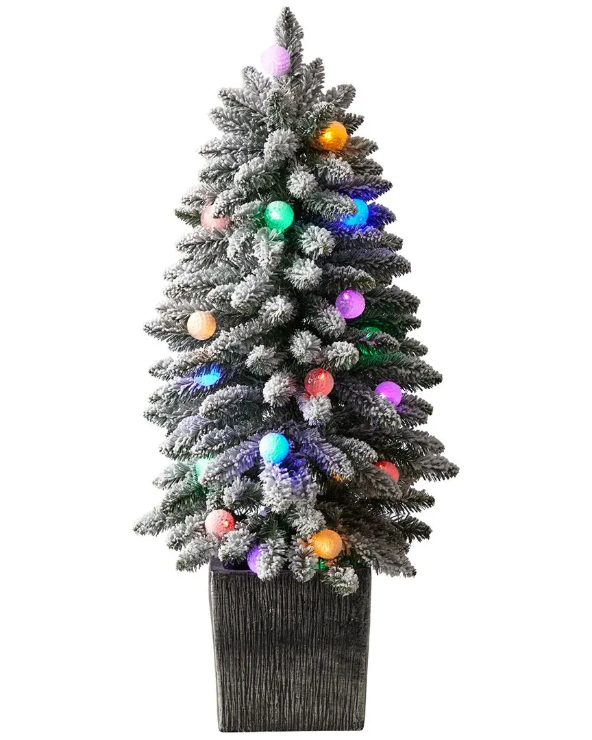 3ft Flocked Highland Fir Artificial Christmas Tree - Green image