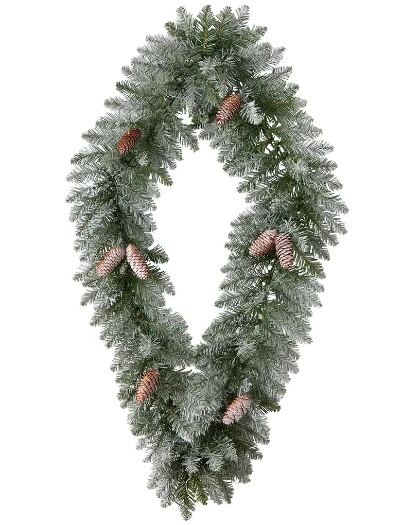 3ft Frosted Diamond Christmas Wreath with LED Lights - Green