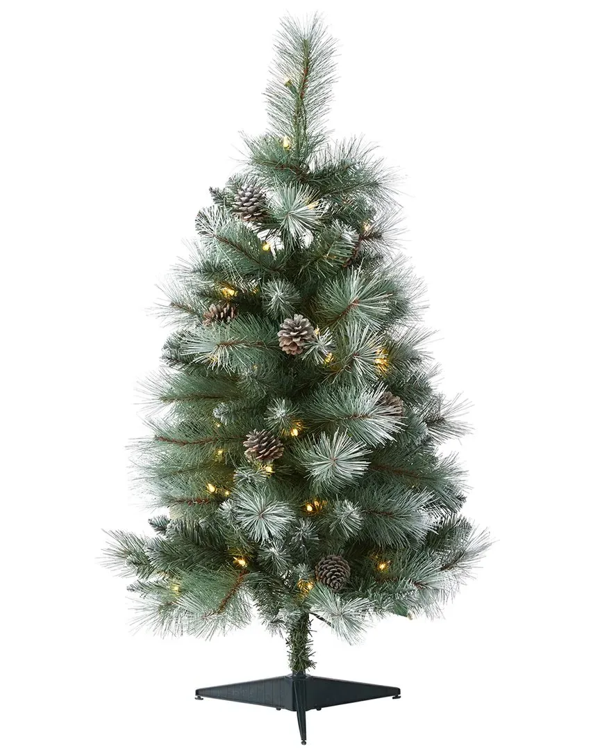 3ft Frosted Tip British Christmas Tree with LED Lights - Green image