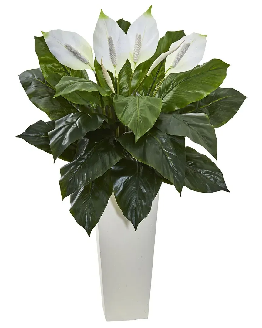 3ft Spathiphyllum Artificial Plant in Tower Planter - Green image