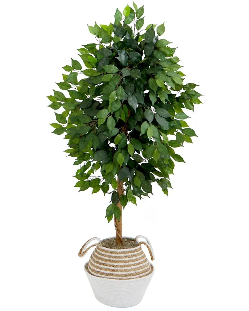 4.5ft Artificial Ficus Tree with Handmade Basket DIY Kit - Green