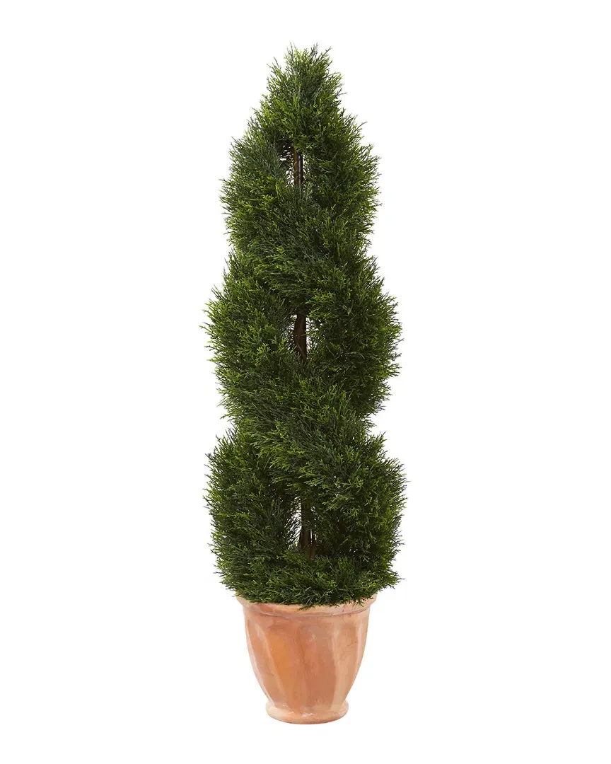 4.5ft Double Pond Cypress Topiary Artificial Tree - Green image