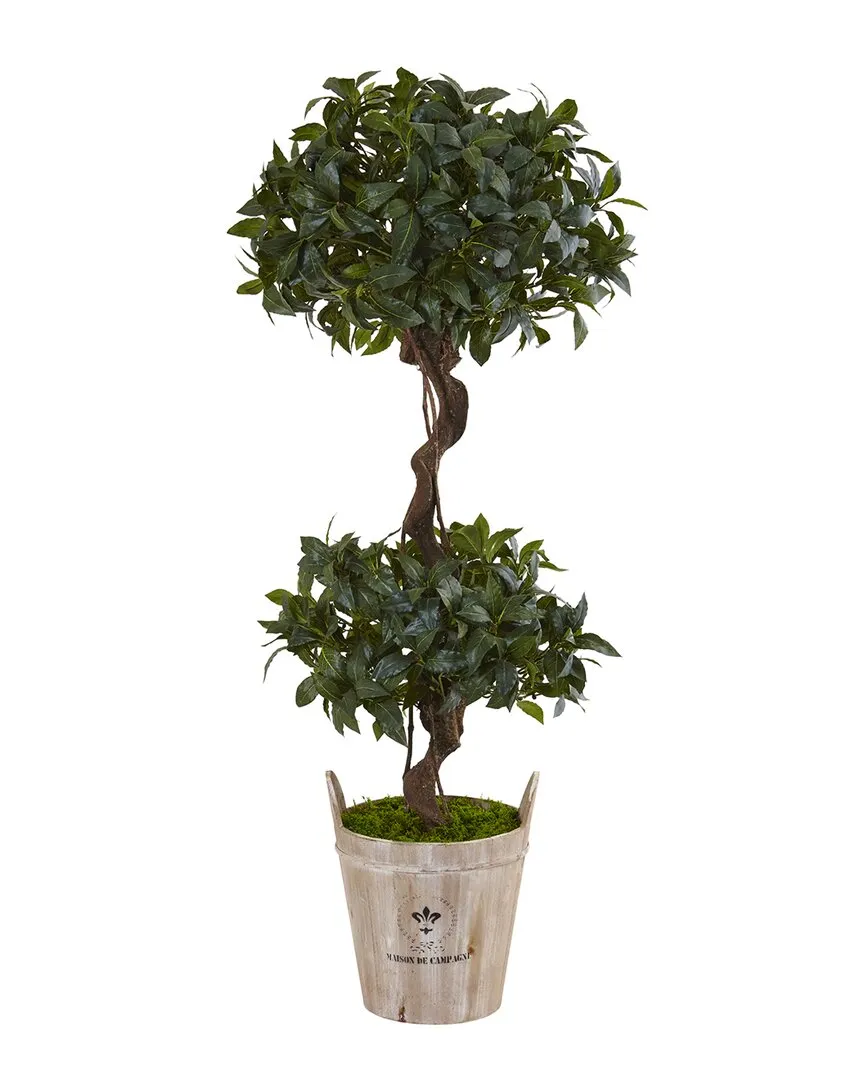 4.5ft Sweet Bay Artificial Tree in Farmhouse Planter - Green
