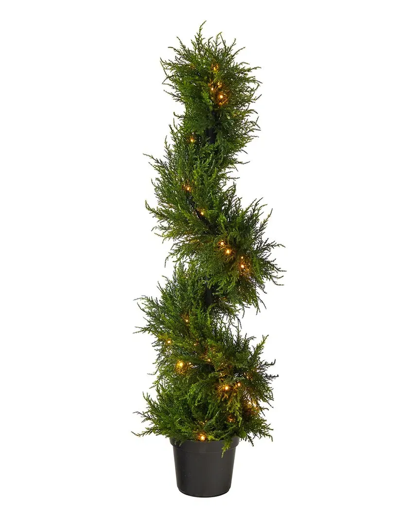 45in Spiral Cypress Artificial Tree with 80 Clear Lights - Green image