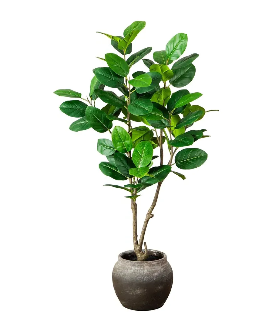 4ft Artificial Audrey Ficus Tree with Rustic Planter - Green