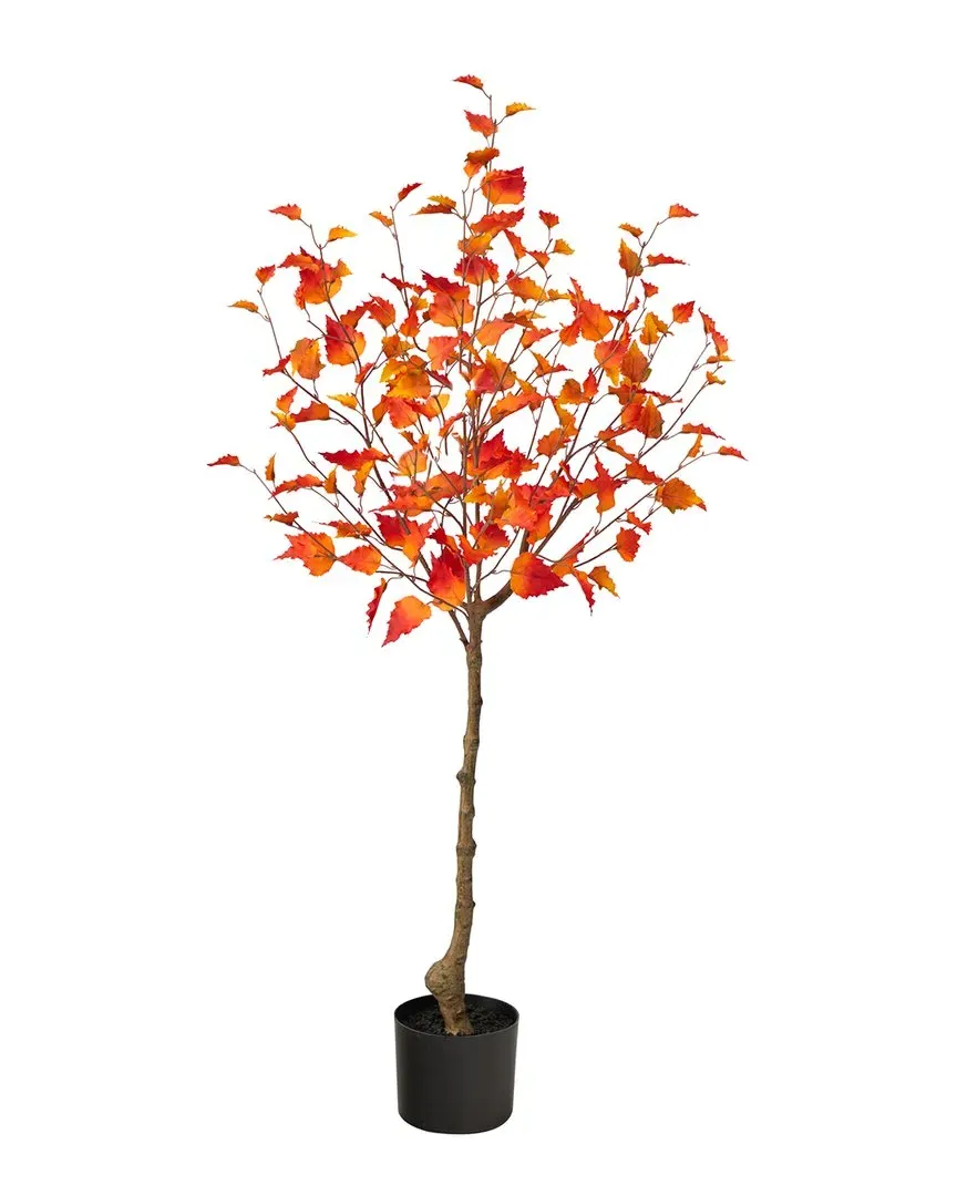 4ft Artificial Autumn Birch Tree - Orange image