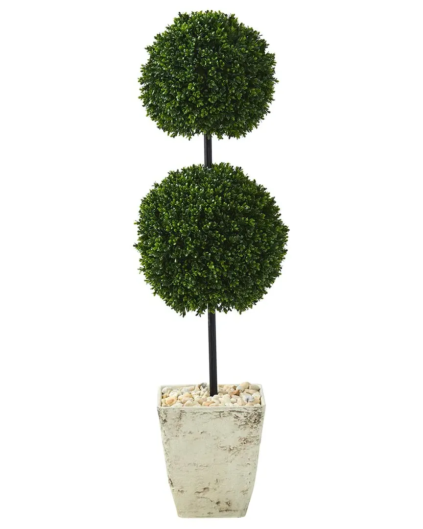 4ft Boxwood Double Ball Artificial Topiary Tree in Planter - Green