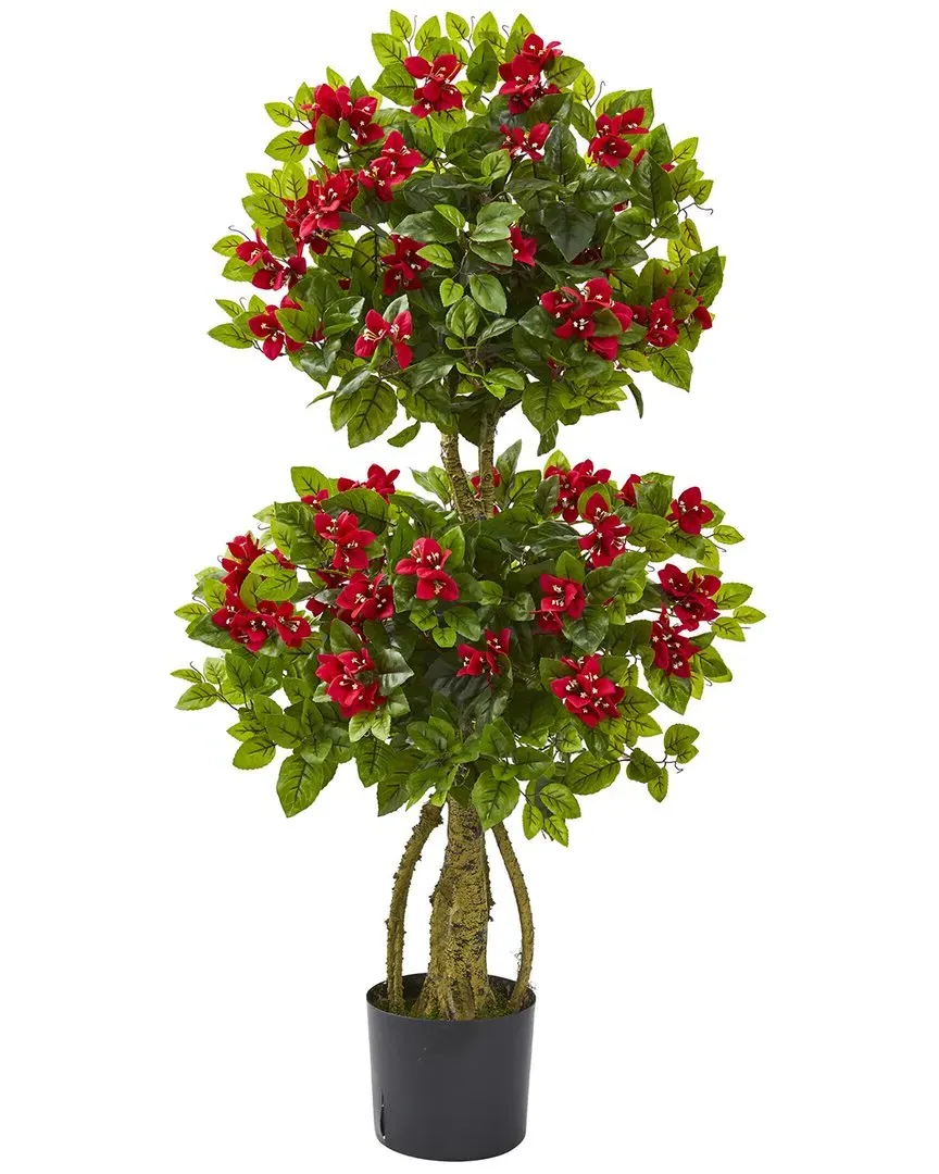 4ft Double Bougainvillea Artificial Topiary Tree - Red image