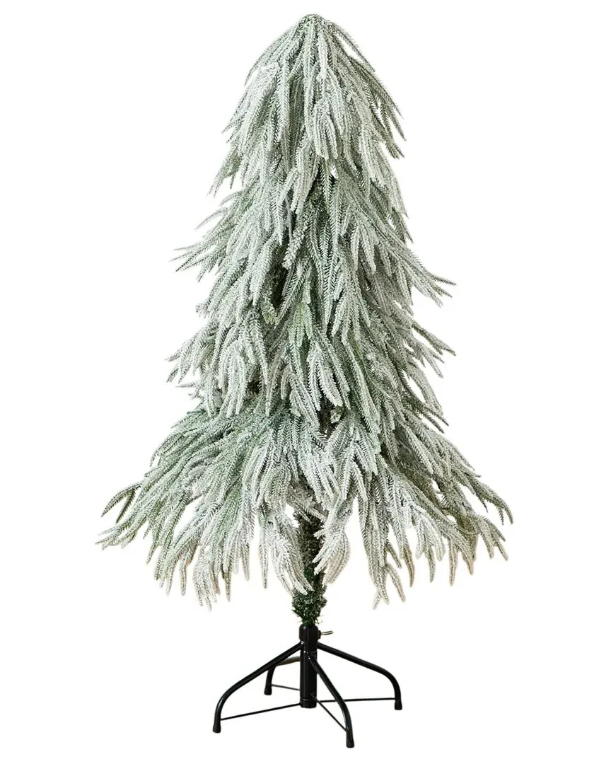 4Ft Flocked Christmas Tree with LED Lights - White