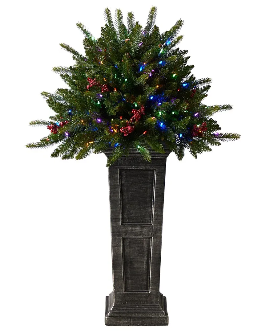 4Ft Holiday Artificial Christmas Tree Pre-Lit with Glitter - Green image