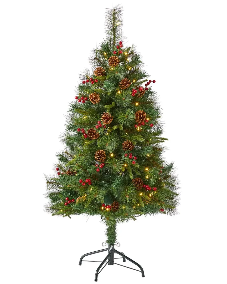 4ft Mixed Pine Artificial Christmas Tree with LED Lights - Green