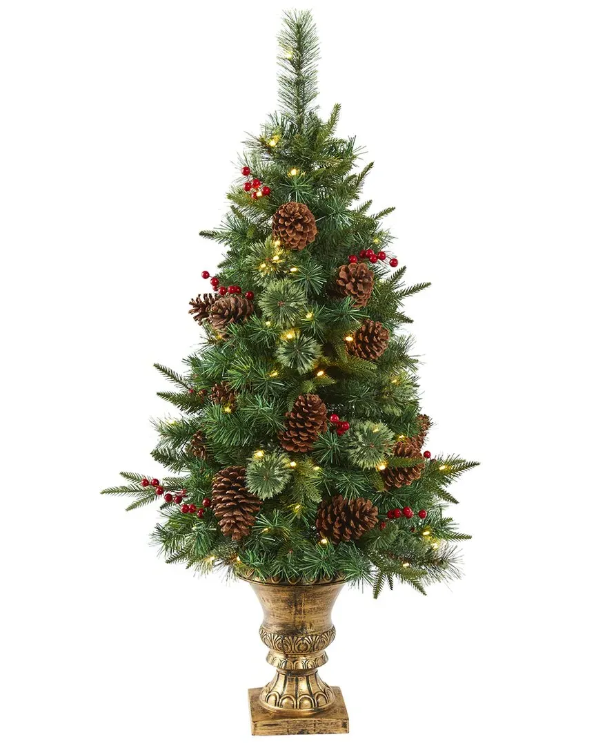 4ft Pine Artificial Christmas Tree with Lights - Green