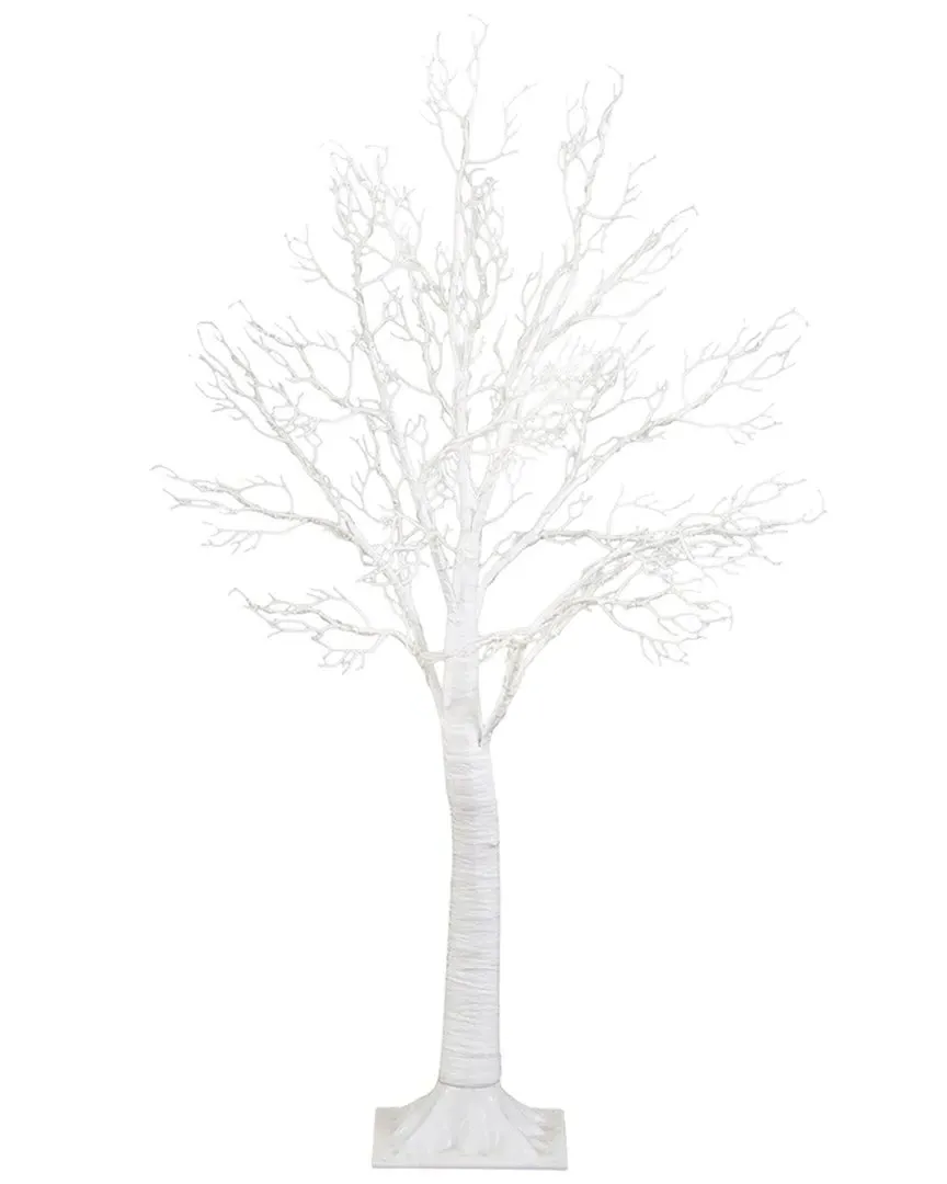 4ft Pre-Lit Artificial Twig Tree with LED Lights - White image