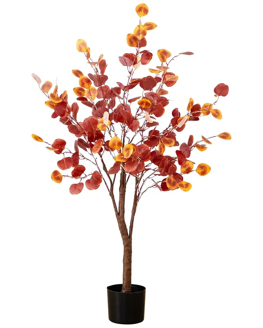 4ft Pre-Lit Autumn Eucalyptus Artificial Tree with LED - Orange