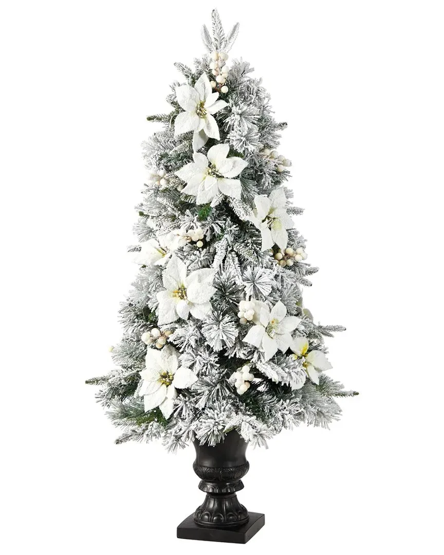4Ft Pre-Lit Flocked Artificial Christmas Tree - Green