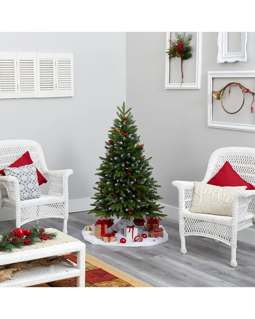 4ft Snow Tipped Portland Spruce Christmas Tree with LED - Green image