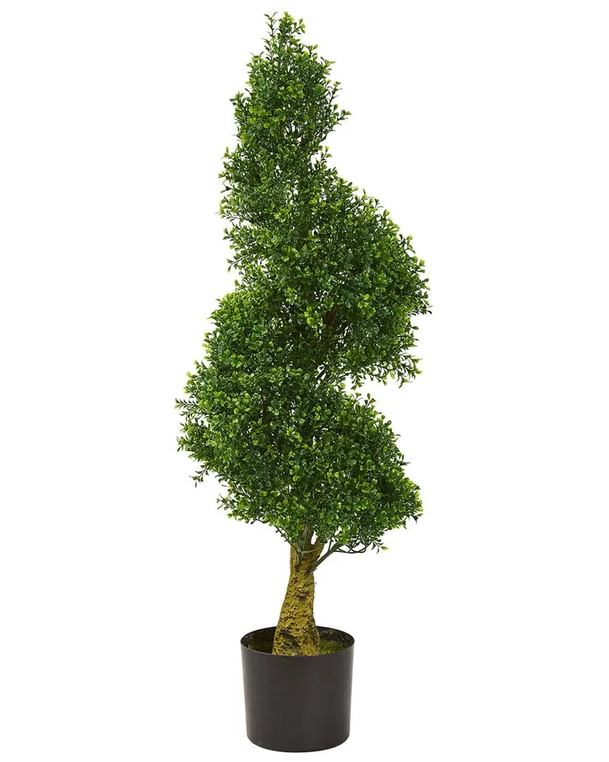 4ft Spiral Boxwood Artificial Tree - Green image