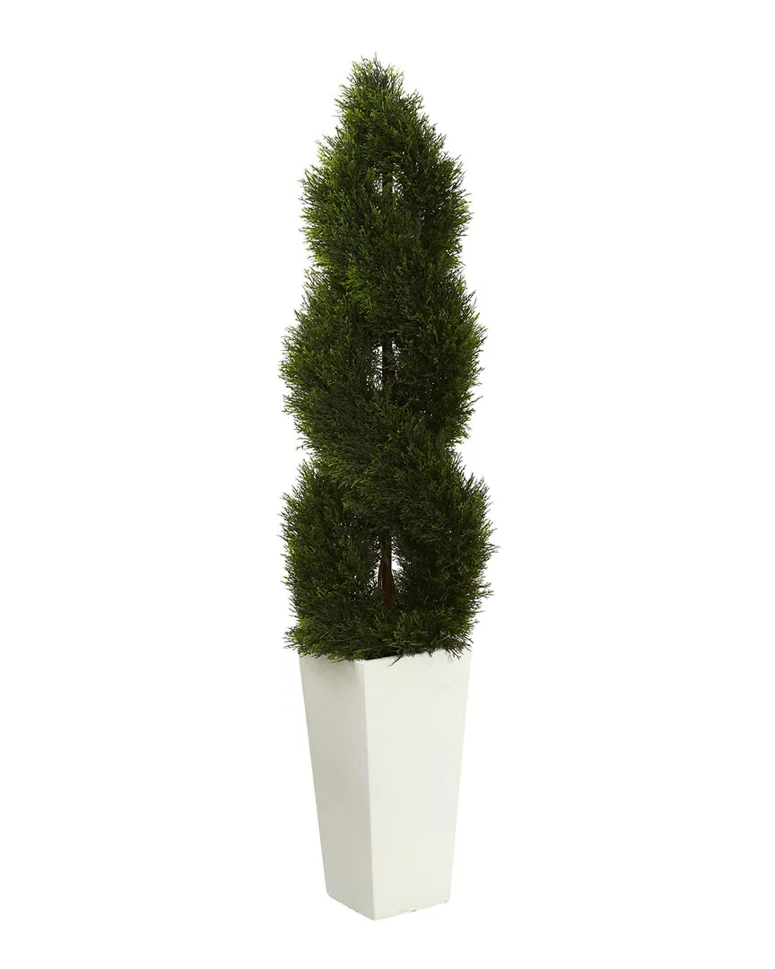 5.5ft Double Pond Cypress Spiral Topiary Artificial Tree - Green