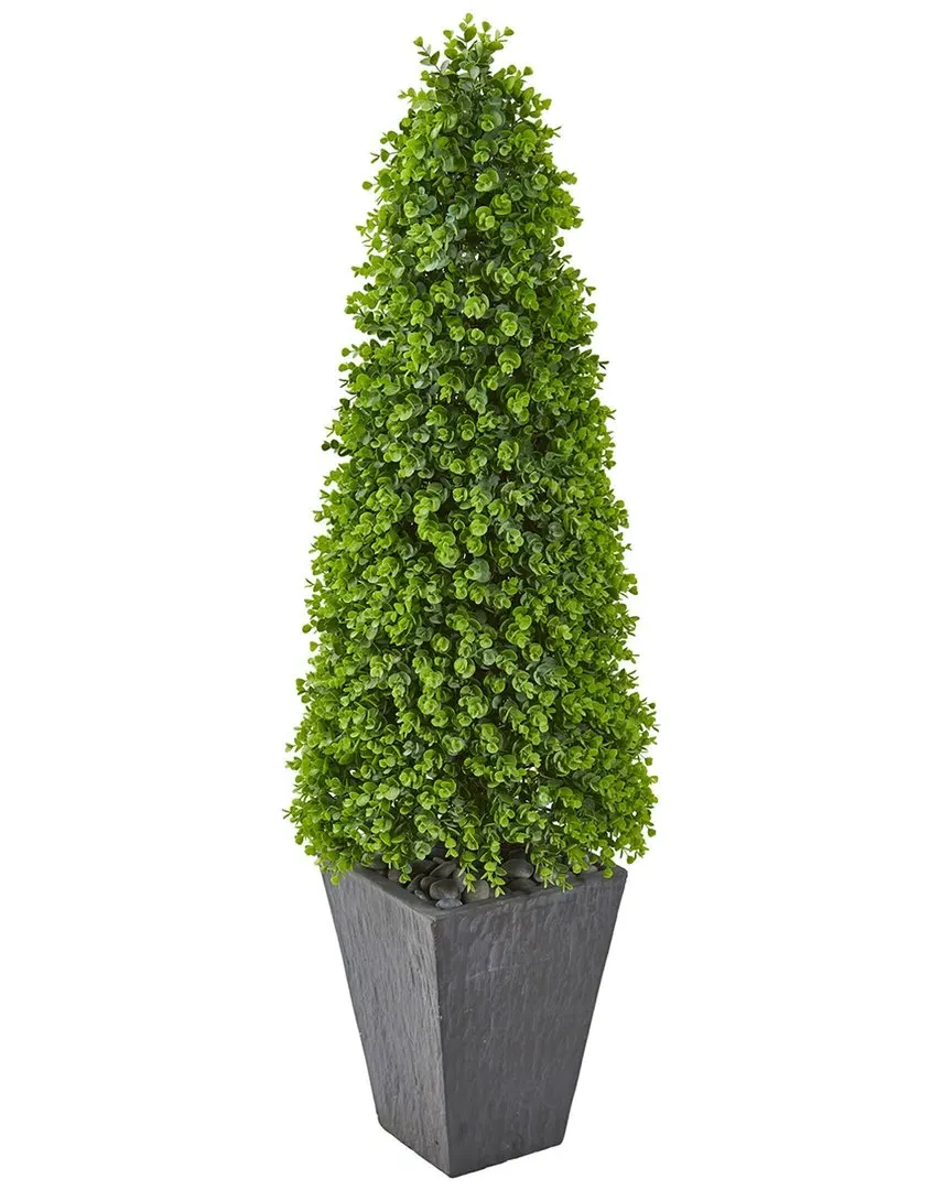 57in Eucalyptus Topiary Artificial Tree - Green, Slate Planter
