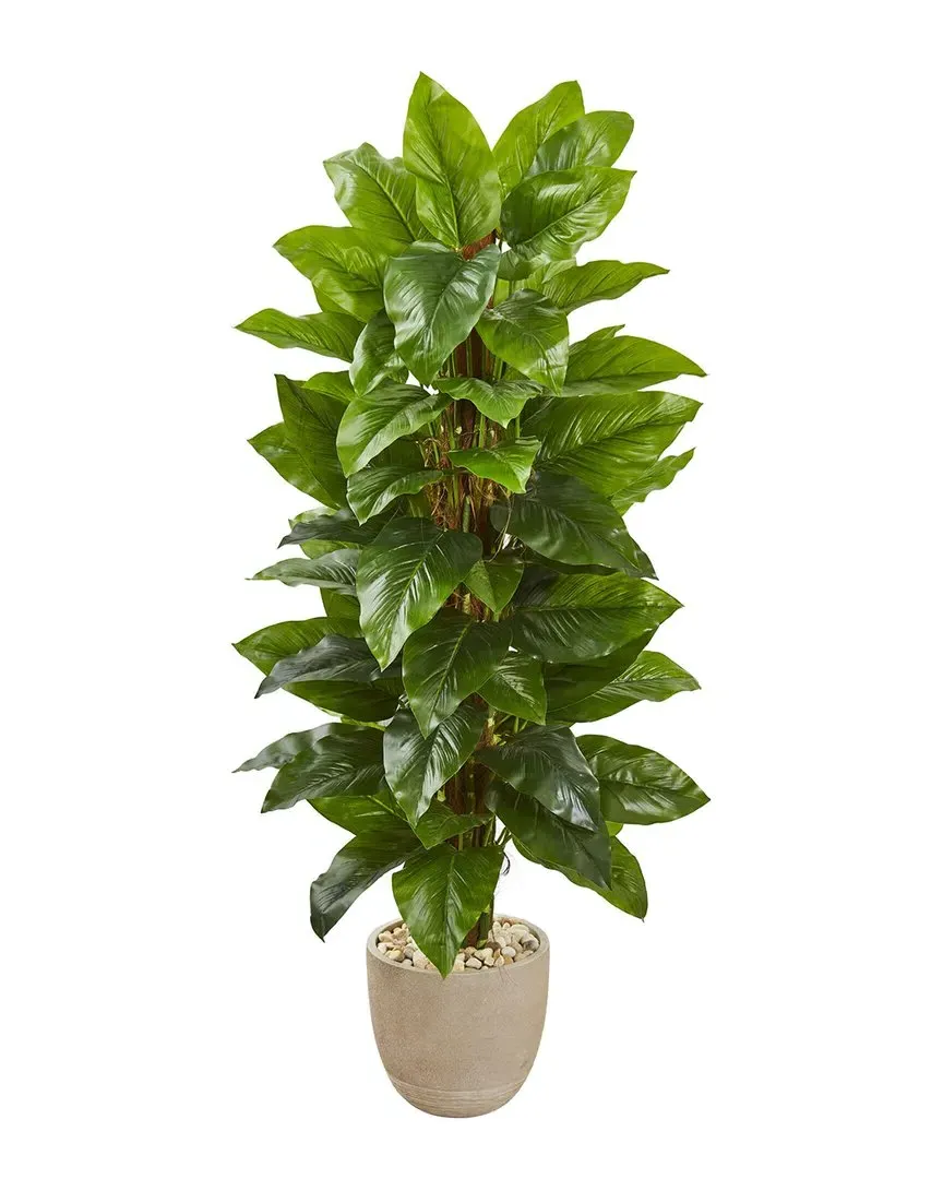 58in Large Leaf Philodendron Artificial Plant - Green image