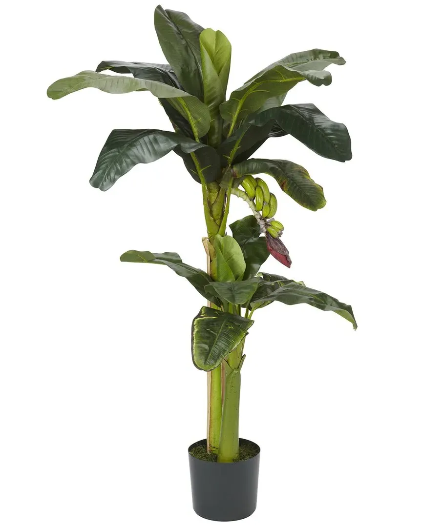 5ft + 3ft Banana Silk Tree with Bananas - Green image