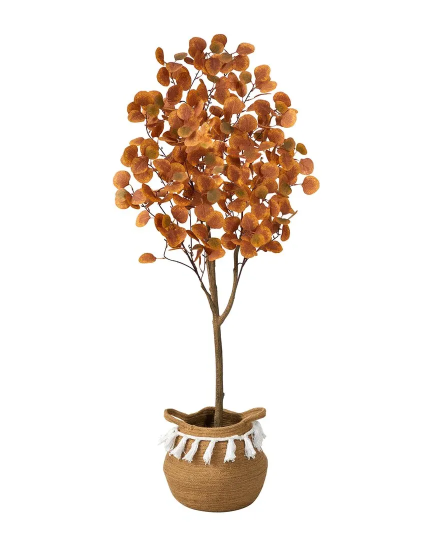 5ft Artificial Autumn Eucalyptus Tree with Basket - Orange