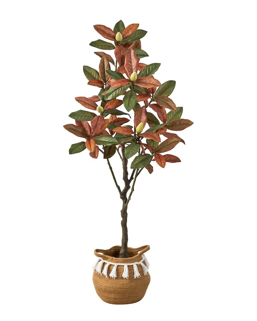 5ft Artificial Magnolia Tree with Basket - Brown