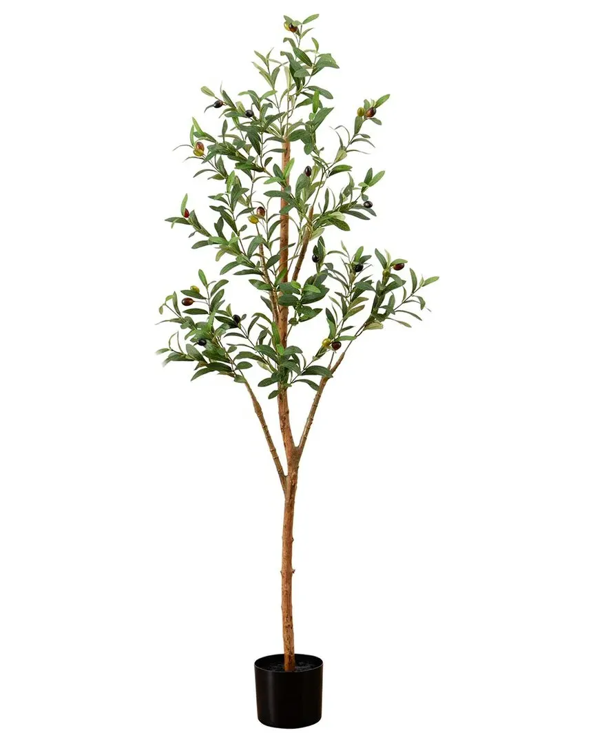 5ft Artificial Olive Tree with Natural Trunk - Green