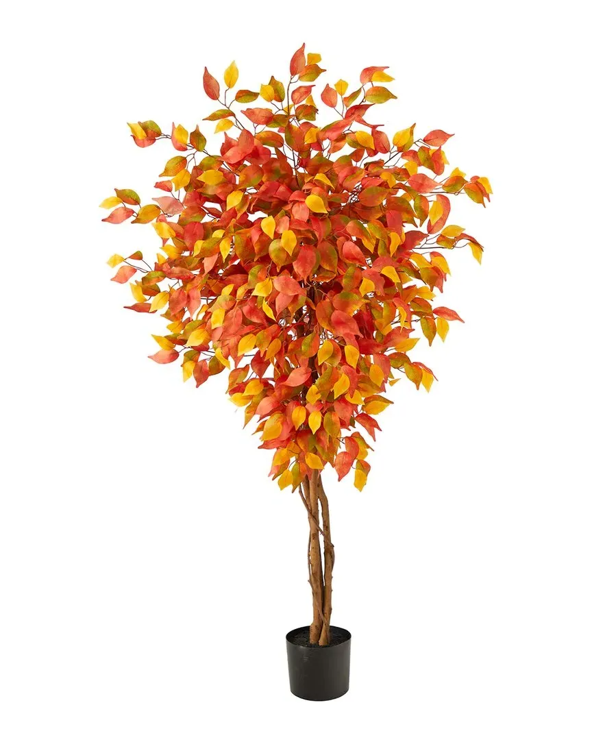 5ft Autumn Ficus Artificial Tree - Orange