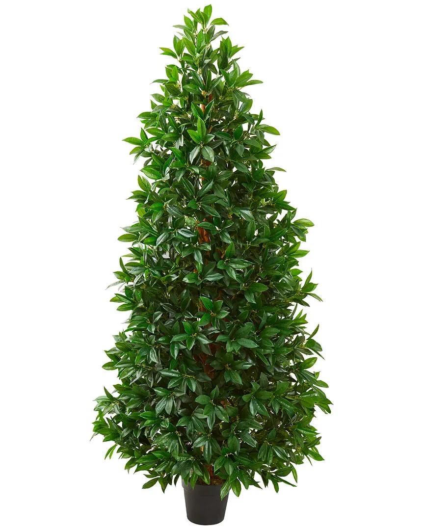 5ft Bay Leaf Cone Topiary Artificial Tree UV Resistant - Green
